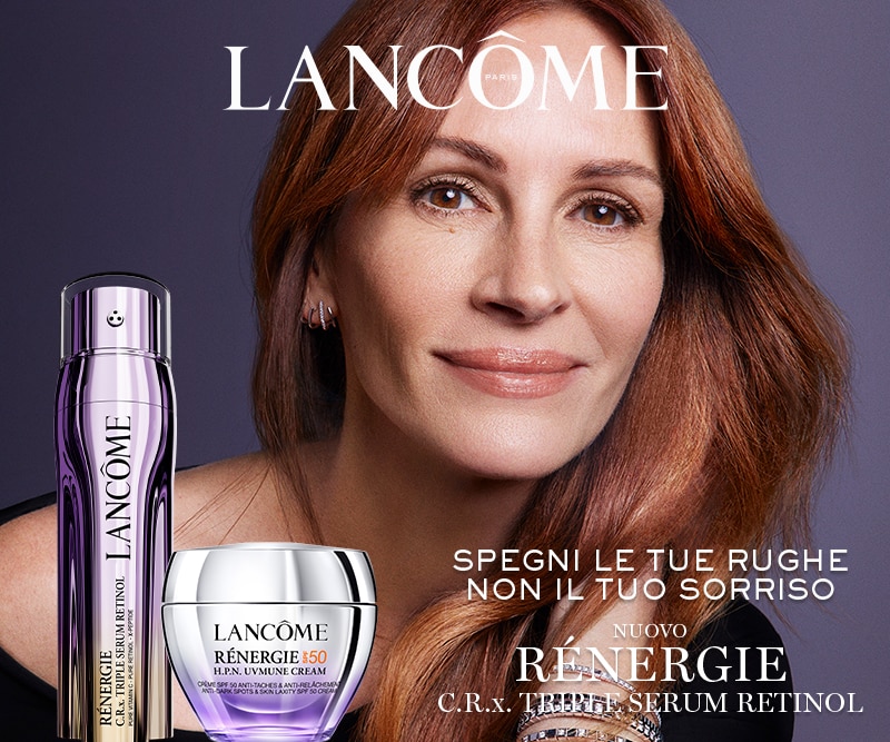 Lancôme Rénergie: siero retinolo e crema lifting anti-età per rughe e compattezza, slogan ‘Spegni le tue rughe, non il tuo sorriso’